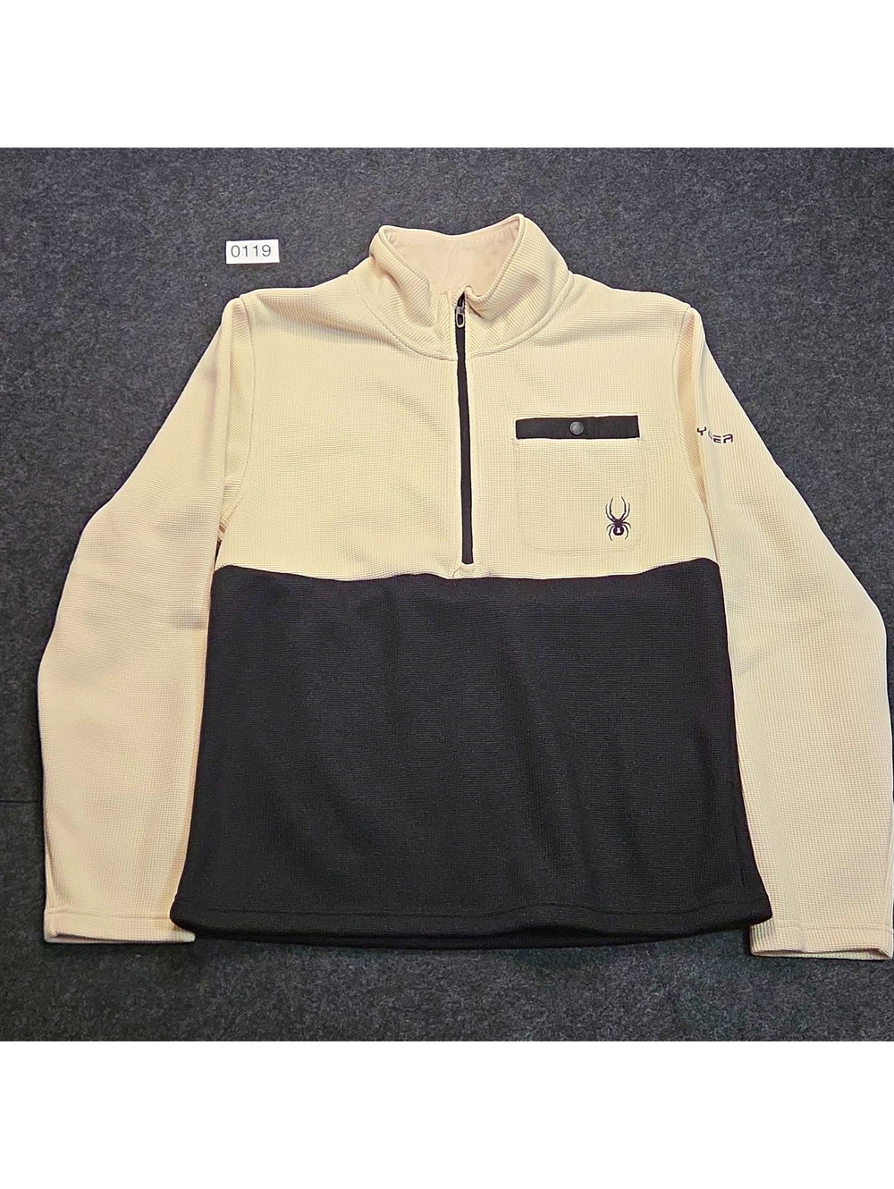 Spyder Men's M Colorblock Mock Neck 1/4 Zip Pullover Sweatshirt Pockets